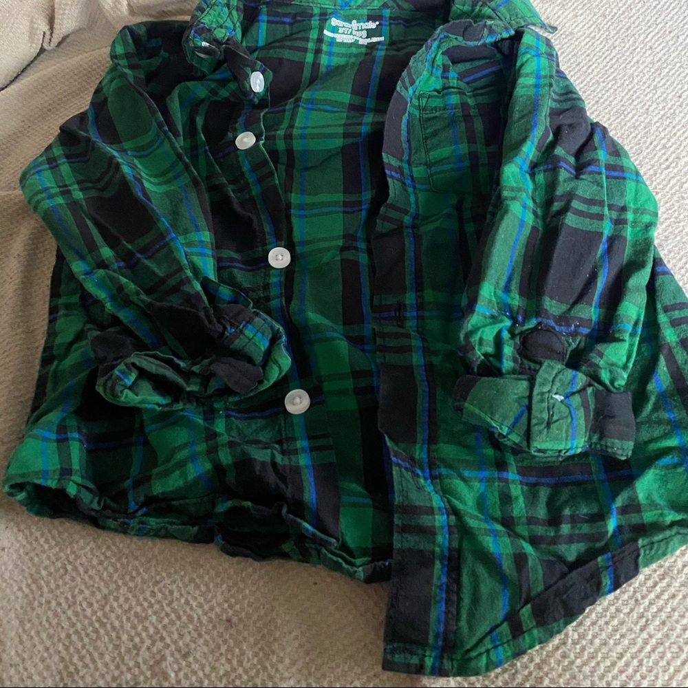 Green checkered button down